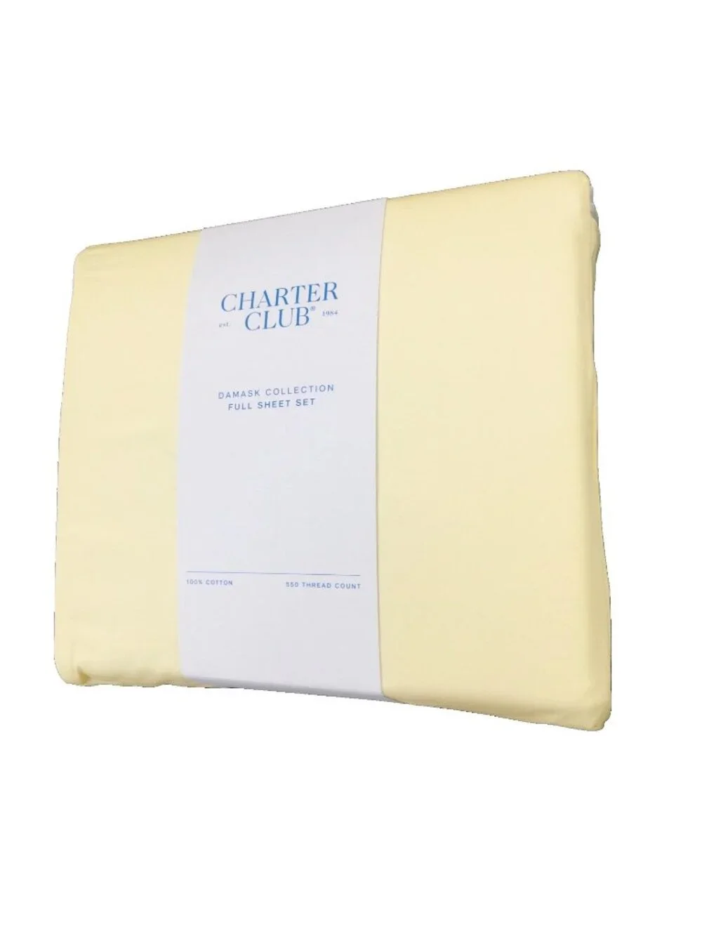Charter Club Damask Solid 550 TC 100% Cotton FULL Sheet Set in BUTTERCUP YELLOW